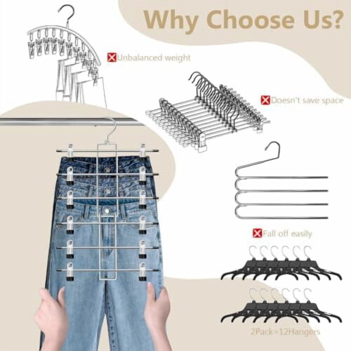 6er-Pack Metall-Hosenbügel mit Clips 2
