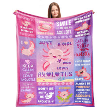 Deka s axolotlom 50”x40” – Roztomilé darčeky s axolotlom pre dievčatá a zamilované, posteľná bielizeň s motívom salamandre,