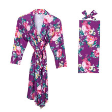 Pijamas para mujer 2025 Pijama de maternidad Bata Conjunto a juego para bebé Bata de parto Conjunto de envoltura Tallas S/M