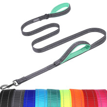 VIVAGLORY Twingrip Dog Lead, Double Handle Dog Lead for Training & Walking with Traffic Handle & 2 Loop, Traffic Control Reflective Heavy Duty for