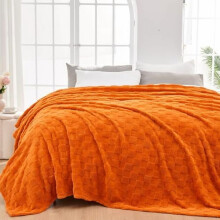 Super Soft King Blanket Orange Premium Silky Flannel Fleece 3D Checkered Lightweight Bed Blanket All Season Use (Orange Checkered, King(90"x110"))