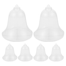 6pcs Fillable Clear Plastic Christmas Ornaments Bell Shaped Baubles Ball Christmas Tree Decorations Candy Hanging Ball Box For Diy Crafts