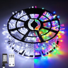 600 LEDs, 51 Meter lange, farbwechselnde Weihnachtsbeleuchtung mit Fernbedienung, 11 Modi und Timer – wasserdicht, transparentes Kabel, geeignet