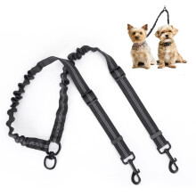Nobleza Double Dog Lead, No Tangle 360?Swivel Rotation Double Ended Dog Lead Coupler Splitter for Walking Two 2 Dogs, Reflective Adjustable Bungee