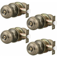 4 Pack Antique Brass Door Knobs Lockable Privacy Door Lock Interior Bedroom Bathroom Door Handle Round Keyless Door Knob Set