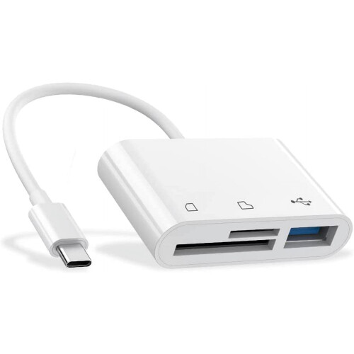 SD TF Memory Card Reader, Compatible with iPad Pro, MacBook Pro/Air, 3-in-1 USB Camera Card Reader Adapter and More Devices
