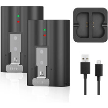 2-pakning 6040 mAh erstatningsbatteri og ladestasjon for ringeklokkekamera 2/3/3Plus/4, spotlight og Stick Up Cam – kompatibel med Ring