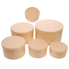 Boîtes cadeaux rondes en papier kraft avec couvercles, lot de 6
