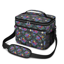 Sac à lunch isotherme à motif floral pour femmes et hommes – Étanche, bandoulière réglable, 25,4 x 17 x 20,3 cm, compatible avec les boîtes