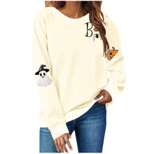 Damen Halloween Sweatshirt Herbst Lustiger Oversized Halloween Pullover Rundhals Gruseliger Langarm Geister Grafik Pullover Shirts