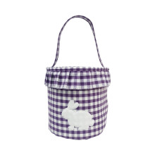 Panier de Pâques en coton à carreaux lapin – 22 x 23 cm