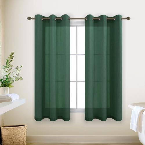 Emerald Green Linen-Blend Grommet Curtains 54 in 2