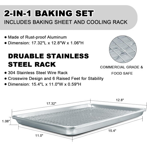 Ensemble de plaques de cuisson demi-format avec grille de refroidissement 1