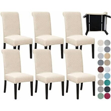 Lot de 6 housses extensibles pour chaises de salle à manger avec ceinture de sécurité