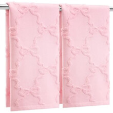 2 toallas de mano rosas con lazo, 100% algodón, tejido jacquard absorbente, 35 x 75 cm, Coquette & Preppy, decoración de baño, regalo
