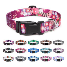 Mercano Adjustable Dog Collar - Special Design Patterns, Soft Nylon Comfortable Durable Pet Collar for Small Medium Large Dogs (M, Colorful Flower)