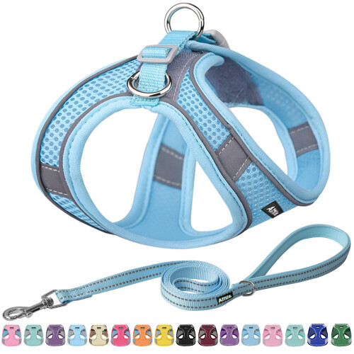 AIITLE Breathable No-Choke Harness for Medium Breeds - Reflective Leash Set with Hook-and-Loop Straps, Durable for Training, Jogging, Adventures