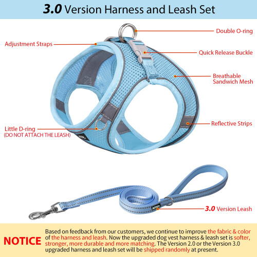 AIITLE Breathable No-Choke Harness for Medium Breeds - Reflective Leash Set with Hook-and-Loop Straps, Durable for Training, Jogging, Adventures 1