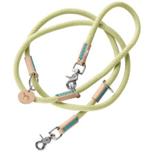 HUNTER Malia Adjustable Dog Lead Colour: Mint/Natural, Smooth Rope and Robust Leather, Adjustable to 3 Positions, Lightweight, Durable, Modern Look,