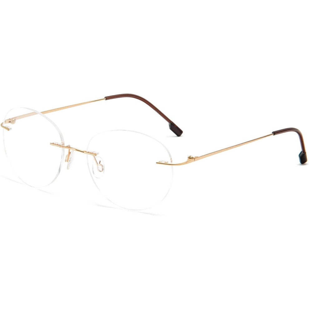 Round Rimless Reading Glasses Titanium Alloy 1 Pair