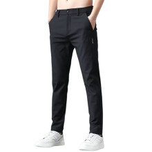 Herre Fritidsbukser Vår Sommer Komfortable Pustende Slim Fit Ensfargede Bukser Med Lommer Herre Fritidsbukser Daglig Innendørs Utendørs, Svart, 29