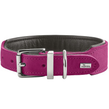HUNTER Malta Dog Collar Colour: Magenta, Made of Oiled Soft Cowhide Leather, Softly Lined, Durable, Brilliant Colours, Handmade, Made in Germany,