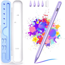 Penna stilo compatibile con iPad A16/10a/9a/8a/7a/6a/Pro/M3/M2/Air/Mini6/5, ricarica rapida in 10 minuti, viola