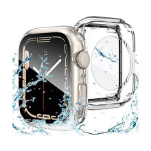 2-i-1 Vattentätt fodral + skärmskydd för Apple Watch 44 mm (SE2nd Gen, Series6/5/4), hård PC-stötfångare och bakre ram