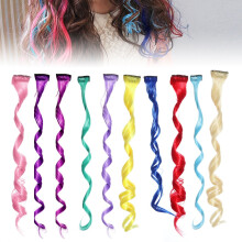 Extensiones de cabello rizado OUNONA24Pcs con clip y tiras de colores para una transformación de cabello con estilo.
