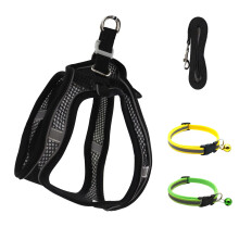 Andiker 4pcs Small Dog Harness and Leash Set, with Night Reflective Straps and Breathable Mesh Summer Puppy Harness with 2pcs Puppy Collars