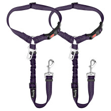 SlowTon 2 in 1 Dog Seatbelts for Cars UK, 2 Pack Pet Car Seat belt Headrest Restraint with Seatbelt Clip Puppy Safety Adjustable Dog Car Harness Belt