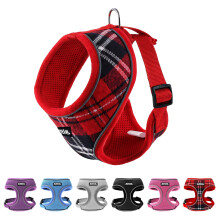 AIITLE Christmas Dog Walking Harness, Soft No-Pull Design, Reflective and Breathable 3-Layer Plaid Mesh for Medium Dogs, Adjustable Fit for Hiking,