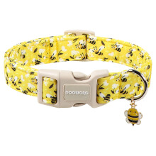 DOGWONG Spring Dog Collar, Yellow Bees Dog Collar Durable Soft Fabric Girl Cute Summer Pet Collars Boy Puppy Collars for Small Medium Large Dogs, S