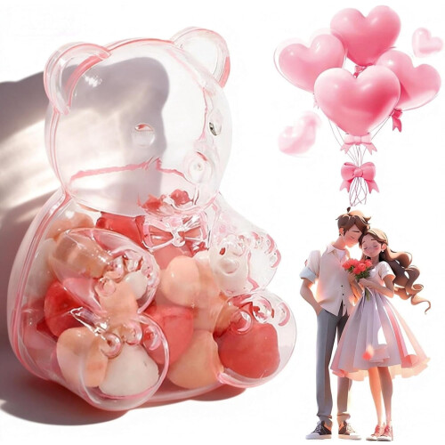 Pink Gummy Bear Containers Clear Plastic 24 pcs