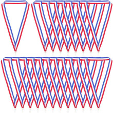 40 cintas para el cuello de premios, color rojo, blanco y azul, de poliéster, con clips de presión, correas, cordones planos para medallas, soporte