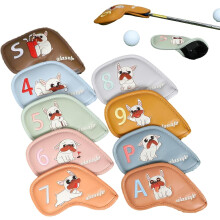 Iron Golf Club Head Covers – PU Leather Cartoon Dog Design, Portable & Compatible with Standard Clubs