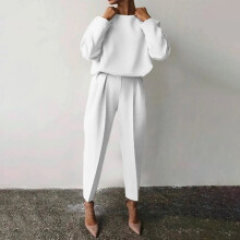 Loungewear-Sets für Damen, 2-teilig, modisch, locker, einfarbig, langärmelig, lässiges Zweiteiler-Set, bis zu 65 % reduziert