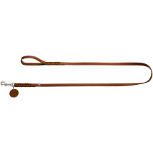 HUNTER Leash Solid Education, 16/150 Soft genuine cow leather, cognac