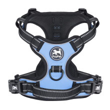 PoyPet No Pull Dog Harness, Reflective Vest Harness with 2 Leash Attachments and Easy Control Handle for Small Medium Large Dog(Light Blue,S)