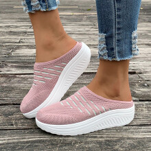 Sandales compensées pour femmes, sandales compensées tendance pour femmes, mules confortables et décontractées à bout rond, chaussures de plage