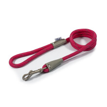 Ancol Viva Reflective Rope and Real Leather Snap Lead, 107 x 1.0 cm, Pink