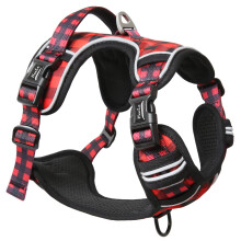 HEELE Dog Harness, No Pull Dog Harness, Release on Neck, Reflective Adjustable No Choke Pet Vest with Front Back 2 Leash Attachments, Soft Control