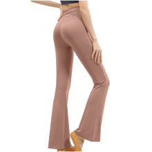 Pantaloni de yoga pentru femei, eleganți, de culoare solidă, sport, cu micro-evazare, spate încrucișat, elastici, talie înaltă, pantaloni de