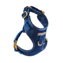 Fluffy Tailers Royal Blue Velvet Small Dog Harness | Fully Adjustable, No Pull Puppy Harness with Breathable Padded Chest Strap for Small & Teacup