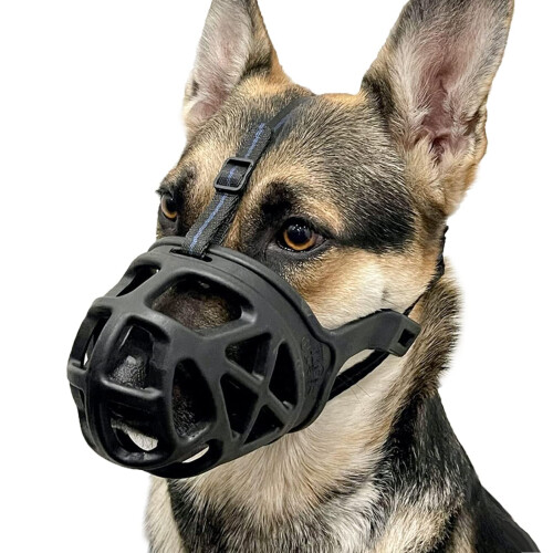 BARKLESS Dog Muzzle, Basket Muzzle for Biting, Chewing and Scavenging, Humane Cage Mouth Cover, Perfect for Grooming and Training Medium, Large