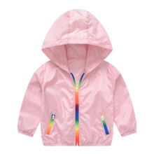 Vestes d'été pour enfants (4-5 ans) avec protection solaire, capuche arc-en-ciel et fermeture éclair.