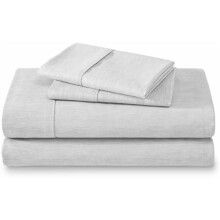 Ensemble de draps Queen – 1800 Microfibre doublement brossée ultra douce, poches profondes, 4 pièces, Gris chiné
