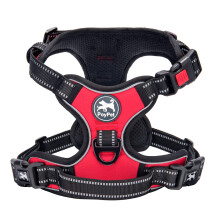 PoyPet No Pull Dog Harness with Neck Release Buckle, Reflective No-Choke Harness with 2 Leash Clip, Adjustable Soft Padded Pet Vest with Easy Control