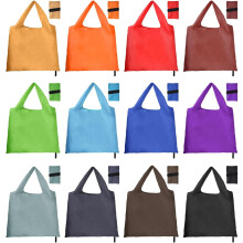 12 pungi de cumpărături pliabile și reutilizabile, colorate, 25x21in, lavabile, din material textil, ușoare, de buzunar, reutilizabile,