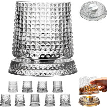 360 Rotating Crystal Whiskey Glass, Spinning Old Fashioned Rocks Glass for Bourbon and Scotch, Stress Relief Gift